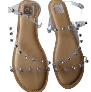 Dolce Vita Gilden Clear Rhinestone Silver Tone Buckle Sandals Size 11 EUC